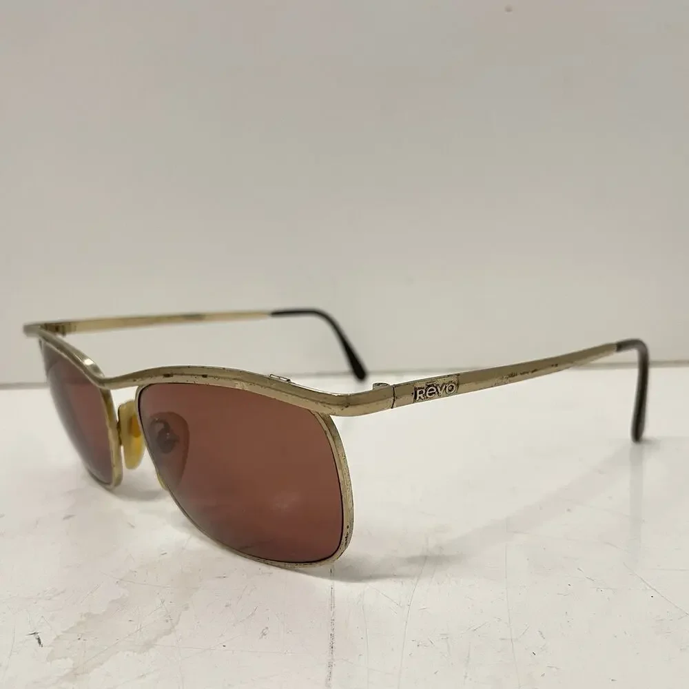 VTG 80’s Revo Malibu Sunglasses 989/005 Gold Plate Frame NASA Lens Tech Japan